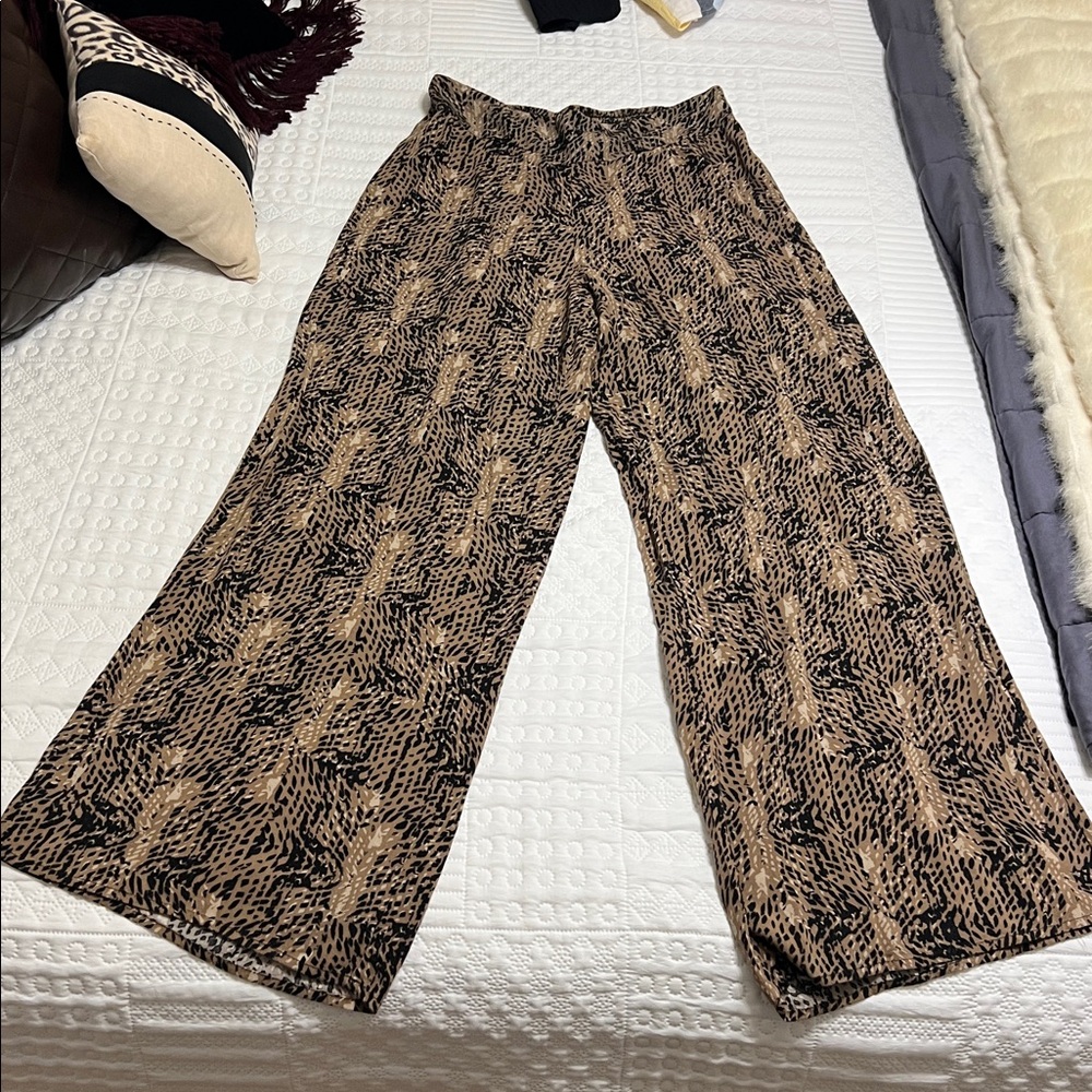Faded Glory Chic Animal Print Wide-Leg Trousers
